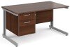 Gentoo Rectangular Desk with Cable Managed Legs and 2 Drawer Fixed Pedestal - 1400mm x 800mm - Walnut