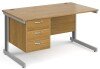 Gentoo Rectangular Desk with Cable Managed Legs and 3 Drawer Fixed Pedestal - 1400mm x 800mm - Oak