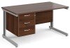 Gentoo Rectangular Desk with Cable Managed Legs and 3 Drawer Fixed Pedestal - 1400mm x 800mm - Walnut