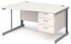 Gentoo Wave Desk with 3 Drawer Pedestal and Cable Managed Leg 1400 x 990mm - White