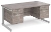 Gentoo Rectangular Desk with Cable Managed Legs, 2 and 2 Drawer Fixed Pedestals - 1600mm x 800mm - Grey Oak
