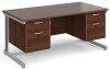Gentoo Rectangular Desk with Cable Managed Legs, 2 and 2 Drawer Fixed Pedestals - 1600mm x 800mm - Walnut