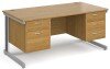 Gentoo Rectangular Desk with Cable Managed Legs, 2 and 3 Drawer Fixed Pedestals - 1600mm x 800mm - Oak