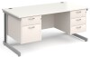 Gentoo Rectangular Desk with Cable Managed Legs, 2 and 3 Drawer Fixed Pedestals - 1600mm x 800mm - White