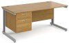 Gentoo Rectangular Desk with Cable Managed Legs and 2 Drawer Fixed Pedestal - 1600mm x 800mm - Oak