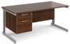 Gentoo Rectangular Desk with Cable Managed Legs and 2 Drawer Fixed Pedestal - 1600mm x 800mm - Walnut