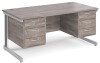Gentoo Rectangular Desk with Cable Managed Legs, 3 and 3 Drawer Fixed Pedestals - 1600mm x 800mm - Grey Oak
