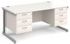 Gentoo Rectangular Desk with Cable Managed Legs, 3 and 3 Drawer Fixed Pedestals - 1600mm x 800mm - White
