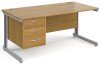 Gentoo Rectangular Desk with Cable Managed Legs and 3 Drawer Fixed Pedestal - 1600mm x 800mm - Oak