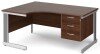 Gentoo Corner Desk with 3 Drawer Pedestal and Cable Managed Leg 1600 x 1200mm - Walnut