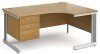 Gentoo Corner Desk with 2 Drawer Pedestal and Cable Managed Leg 1600 x 1200mm - Oak