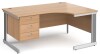 Gentoo Corner Desk with 3 Drawer Pedestal and Cable Managed Leg 1600 x 1200mm - Beech