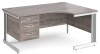 Gentoo Corner Desk with 3 Drawer Pedestal and Cable Managed Leg 1600 x 1200mm - Grey Oak