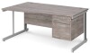 Gentoo Wave Desk with 2 Drawer Pedestal and Cable Managed Leg 1600 x 990mm - Grey Oak