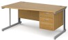Gentoo Wave Desk with 2 Drawer Pedestal and Cable Managed Leg 1600 x 990mm - Oak