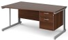 Gentoo Wave Desk with 2 Drawer Pedestal and Cable Managed Leg 1600 x 990mm - Walnut