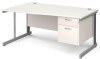 Gentoo Wave Desk with 2 Drawer Pedestal and Cable Managed Leg 1600 x 990mm - White