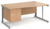 Gentoo Wave Desk with 3 Drawer Pedestal and Cable Managed Leg 1600 x 990mm - Beech