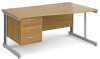 Gentoo Wave Desk with 3 Drawer Pedestal and Cable Managed Leg 1600 x 990mm - Oak
