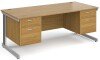 Gentoo Rectangular Desk with Cable Managed Legs, 2 and 2 Drawer Fixed Pedestals - 1800mm x 800mm - Oak