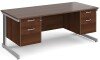 Gentoo Rectangular Desk with Cable Managed Legs, 2 and 2 Drawer Fixed Pedestals - 1800mm x 800mm - Walnut