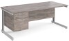 Gentoo Rectangular Desk with Cable Managed Legs and 2 Drawer Fixed Pedestal - 1800mm x 800mm - Grey Oak