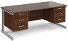 Gentoo Rectangular Desk with Cable Managed Legs, 3 and 3 Drawer Fixed Pedestals - 1800mm x 800mm - Walnut