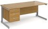 Gentoo Rectangular Desk with Cable Managed Legs and 3 Drawer Fixed Pedestal - 1800mm x 800mm - Oak