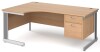 Gentoo Corner Desk with 2 Drawer Pedestal and Cable Managed Leg 1800 x 1200mm - Beech