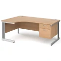 Gentoo Corner Desk with 2 Drawer Pedestal and Cable Managed Leg 1800 x 1200mm