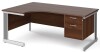 Gentoo Corner Desk with 2 Drawer Pedestal and Cable Managed Leg 1800 x 1200mm - Walnut