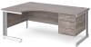 Gentoo Corner Desk with 3 Drawer Pedestal and Cable Managed Leg 1800 x 1200mm - Grey Oak
