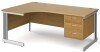 Gentoo Corner Desk with 3 Drawer Pedestal and Cable Managed Leg 1800 x 1200mm - Oak