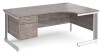 Gentoo Corner Desk with 2 Drawer Pedestal and Cable Managed Leg 1800 x 1200mm - Grey Oak