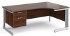 Gentoo Corner Desk with 2 Drawer Pedestal and Cable Managed Leg 1800 x 1200mm - Walnut