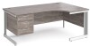 Gentoo Corner Desk with 3 Drawer Pedestal and Cable Managed Leg 1800 x 1200mm - Grey Oak