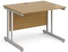 Gentoo Rectangular Desk with Twin Cantilever Legs - 1000mm x 800mm - Oak