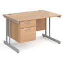 Gentoo Rectangular Desk with Twin Cantilever Legs and 2 Drawer Fixed Pedestal - 1200 x 800mm