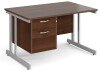 Gentoo Rectangular Desk with Twin Cantilever Legs and 2 Drawer Fixed Pedestal - 1200 x 800mm - Walnut