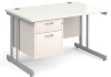Gentoo Rectangular Desk with Twin Cantilever Legs and 2 Drawer Fixed Pedestal - 1200 x 800mm - White