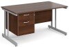 Gentoo Rectangular Desk with Twin Cantilever Legs and 2 Drawer Fixed Pedestal - 1400 x 800mm - Walnut