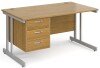 Gentoo Rectangular Desk with Twin Cantilever Legs and 3 Drawer Fixed Pedestal - 1400 x 800mm - Oak