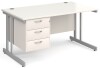 Gentoo Rectangular Desk with Twin Cantilever Legs and 3 Drawer Fixed Pedestal - 1400 x 800mm - White