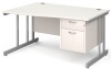 Gentoo Wave Desk with 2 Drawer Pedestal and Double Upright Leg 1400 x 990mm - White