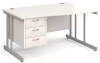Gentoo Wave Desk with 3 Drawer Pedestal and Double Upright Leg 1400 x 990mm - White