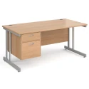Gentoo Rectangular Desk with Twin Cantilever Legs and 2 Drawer Fixed Pedestal - 1600 x 800mm