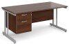 Gentoo Rectangular Desk with Twin Cantilever Legs and 2 Drawer Fixed Pedestal - 1600 x 800mm - Walnut