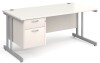 Gentoo Rectangular Desk with Twin Cantilever Legs and 2 Drawer Fixed Pedestal - 1600 x 800mm - White