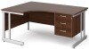Gentoo Corner Desk with 3 Drawer Pedestal and Double Upright Leg 1600 x 1200mm - Walnut