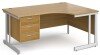 Gentoo Corner Desk with 3 Drawer Pedestal and Double Upright Leg 1600 x 1200mm - Oak